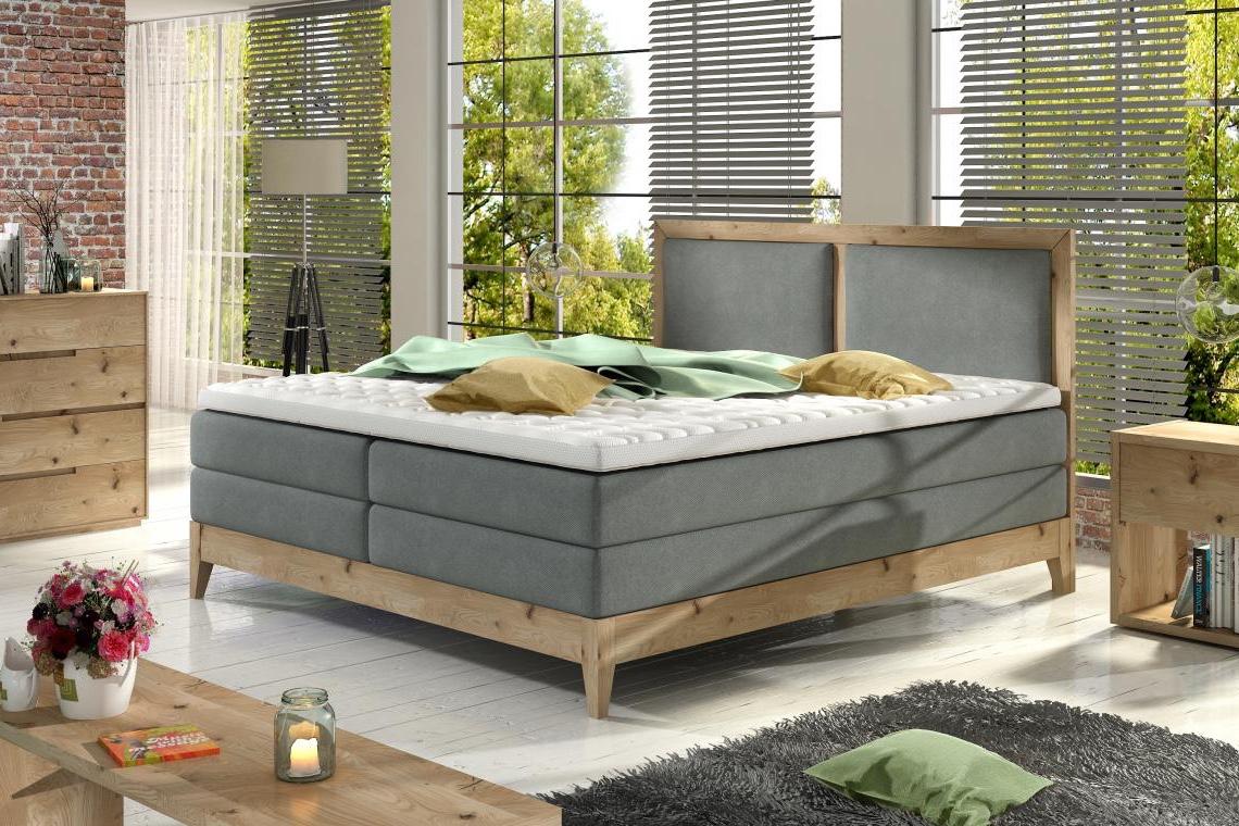 LIGNANO boxspring postel v dřevěném rámu | 3 rozměry