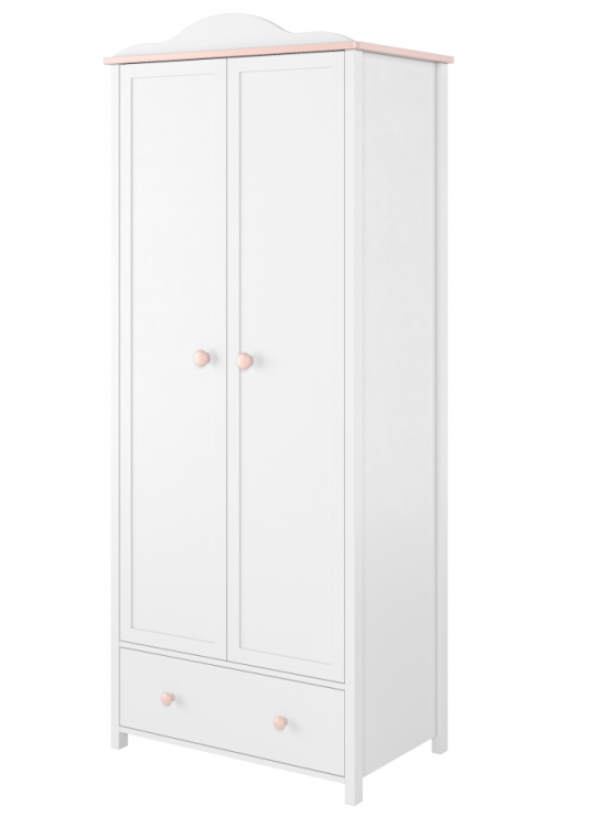 LUNA LN-01 bílo-růžová šatní skříň do dětského pokoje