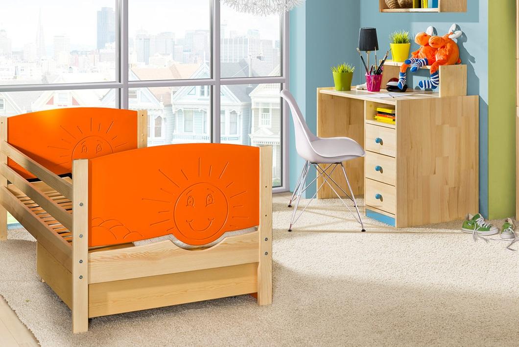 TRIO 1 dětská postel se zábranou z masivního dřeva| DOPRODEJ