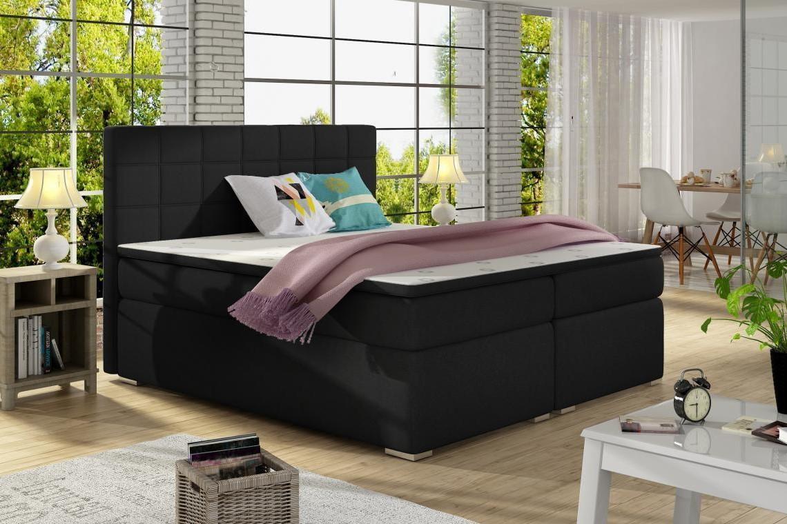 ALICIE 180x200 boxspring postel s úložným prostorem, černá