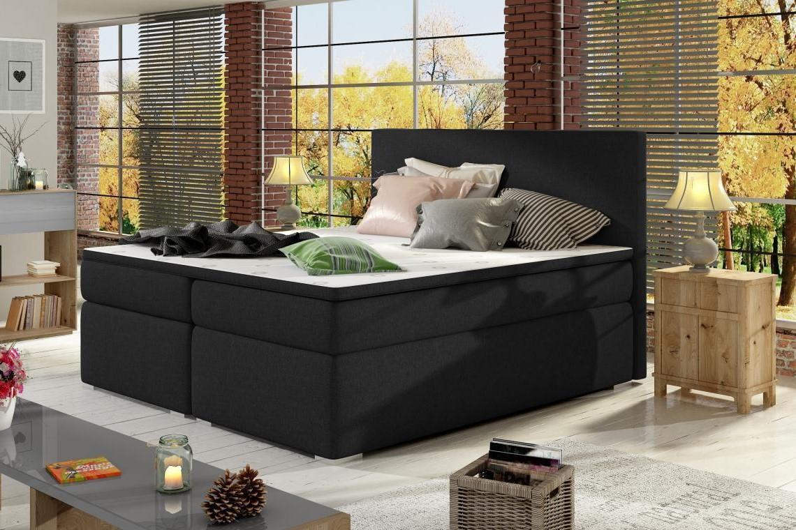 DIVALO 180x200 boxspring postel s úložným prostorem, černá