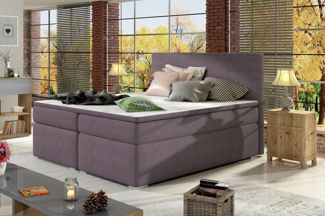 DIVALO 180x200 boxspring postel s úložným prostorem, fialová