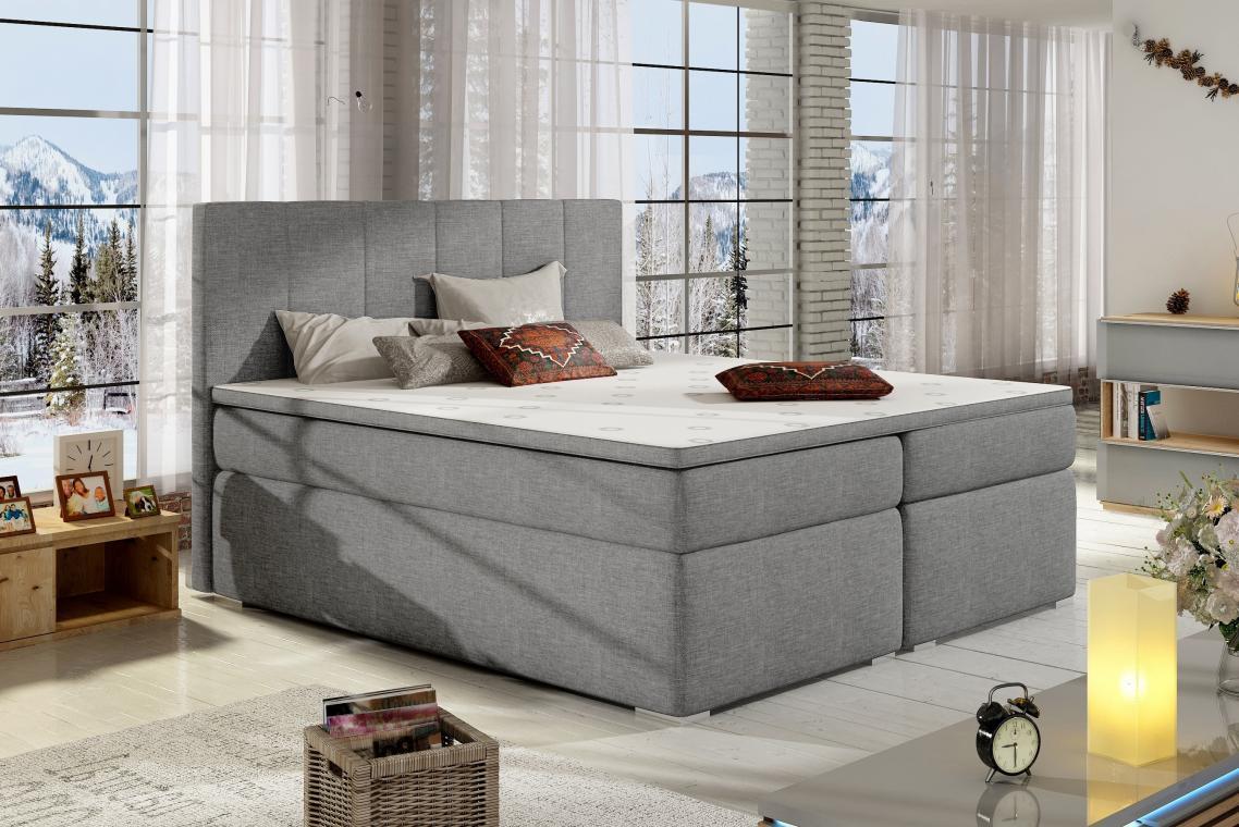 BOLERO 200x200 boxspring postel s úložným prostorem, šedá