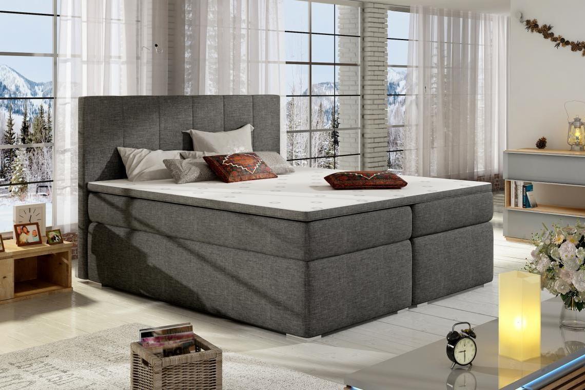 BOLERO 200x200 boxspring postel s úložným prostorem, tmavě šedá