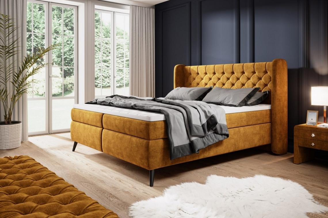 ZLATA 140x200 komfortná boxspring posteľ s dekoratívnym prešívaním