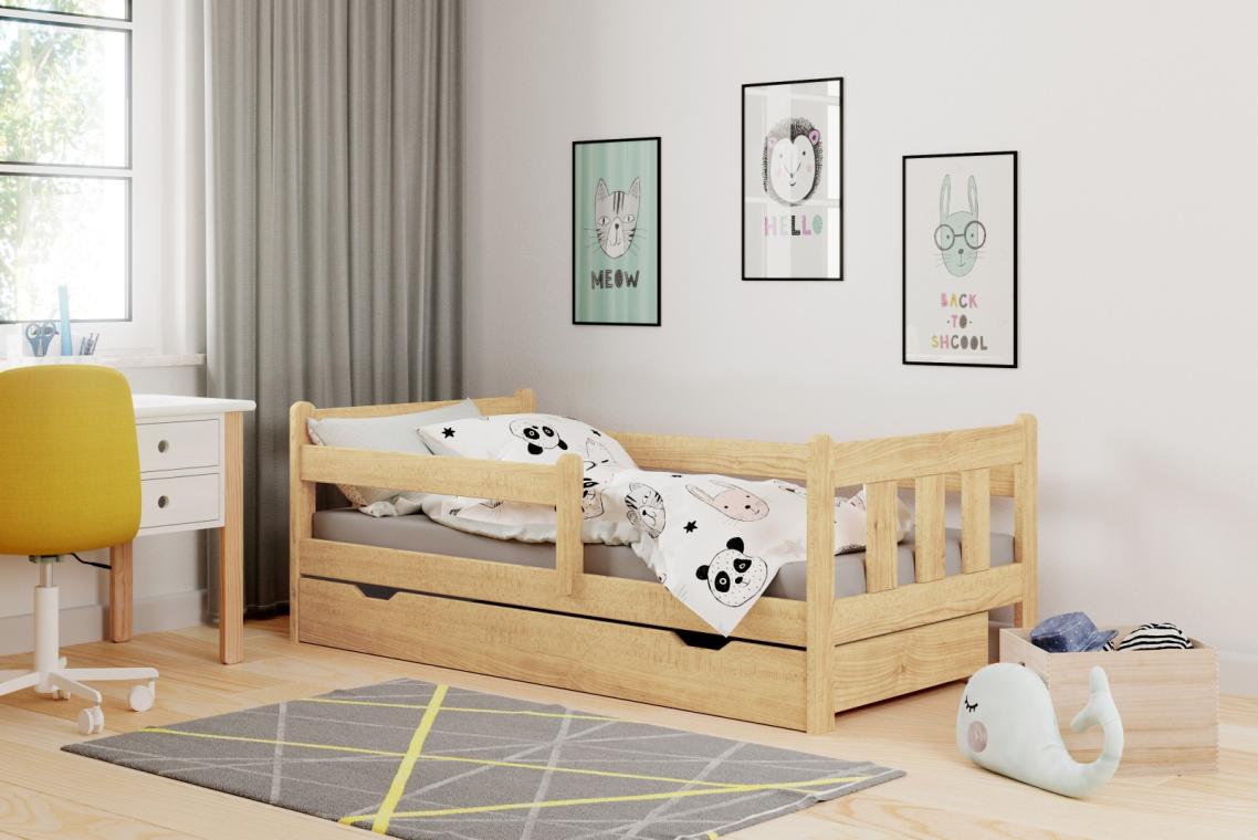 MARINELLA dětská postel se zábranou, dekor borovice