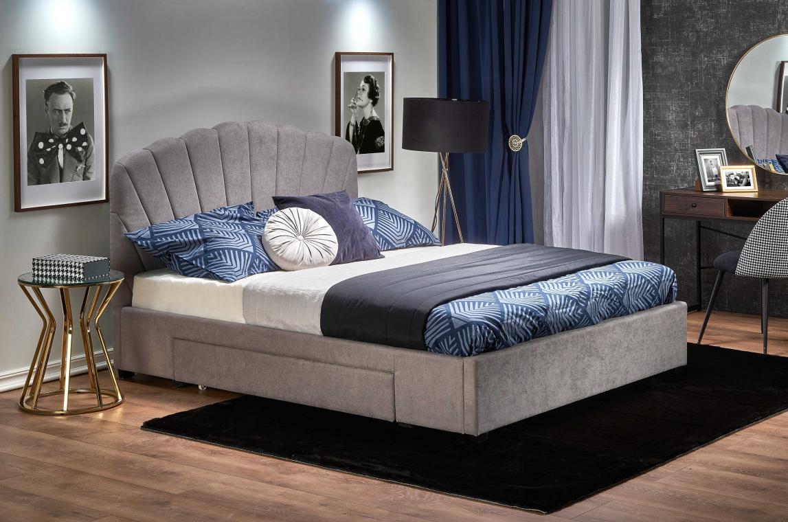 GABRIELLA manželská postel s roštem 160x200 cm, šedá