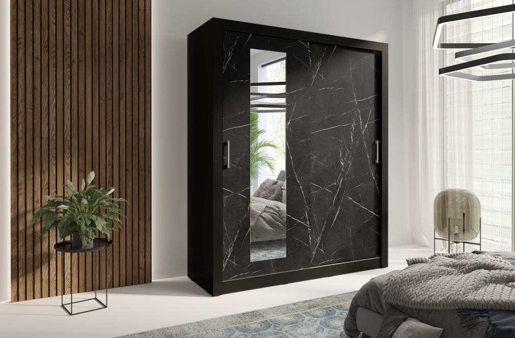 Levně TIMEA 2 moderní šatní skříň s posuvnými dveřmi, černá | 3 ROZMĚRY