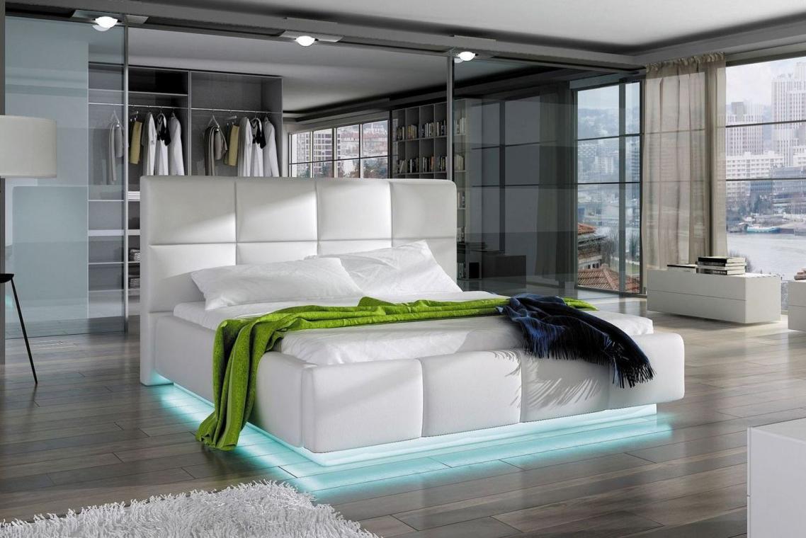 JUSTINA 140X200 moderní manželská postel s LED osvětlením