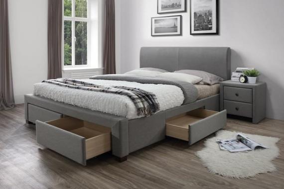 MODENA sivá čalúnená posteľ  s úložným priestorom | 3 ROZMĚRY