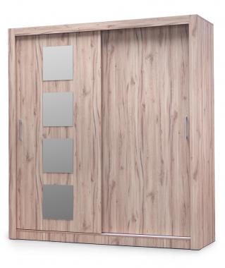 TIMEA 200 velká moderní šatní skříň s posuvnými dveřmi, dub estana