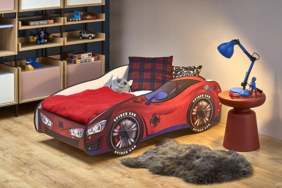 SPIDERCAR detská posteľ s matracom a roštom