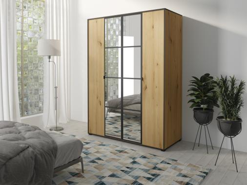 SOLNA šatní skříň 150, dub artisan/černá