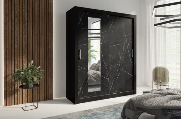 TIMEA 2 moderní šatní skříň s posuvnými dveřmi, černá | 3 ROZMĚRY